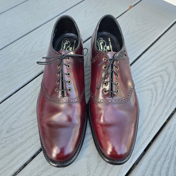 Florsheim Imperial Leather Oxford brogue Cap Toe dress Shoes Burgundy, Size 11 - Picture 1 of 9